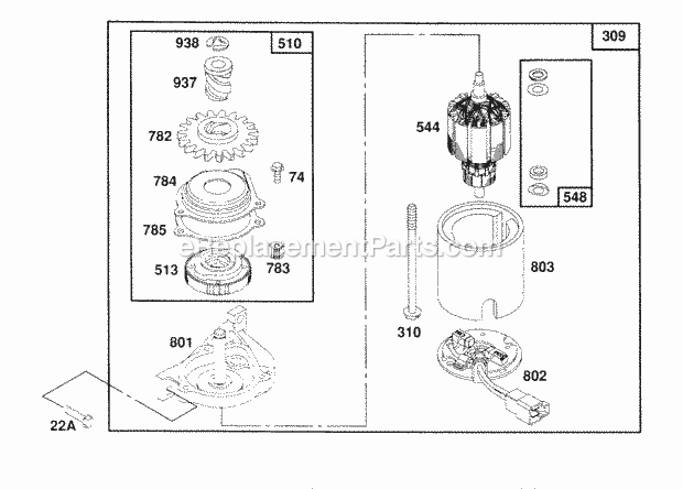 Briggs and Stratton 126702-0101-01 Engine Electric Starter Diagram