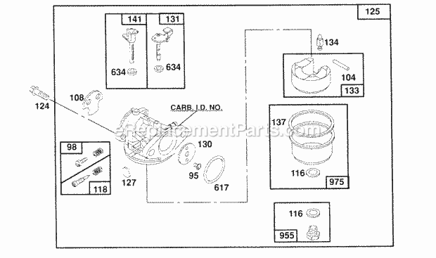 Briggs and Stratton 126702-0106-01 Engine Carburetor Assembly Diagram