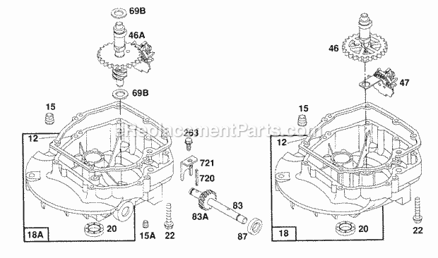 Briggs and Stratton 126802-3420-99 Engine Sump Base Assemblies Diagram