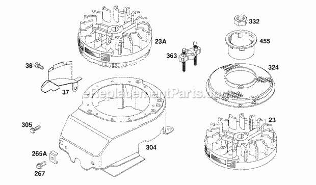 Briggs and Stratton 126882-3421-01 Engine Blower Hsg Flywheels Diagram