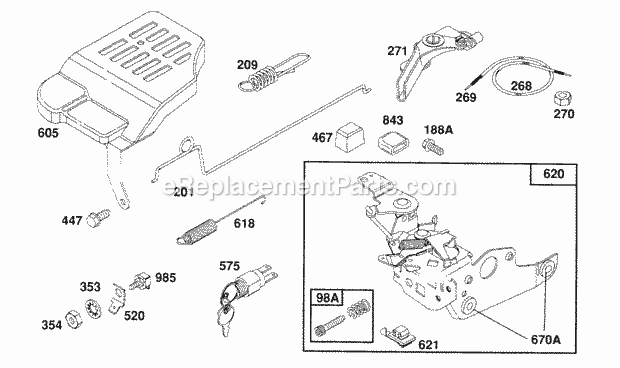 Briggs and Stratton 126882-3421-01 Engine Control Bracket Assy Diagram