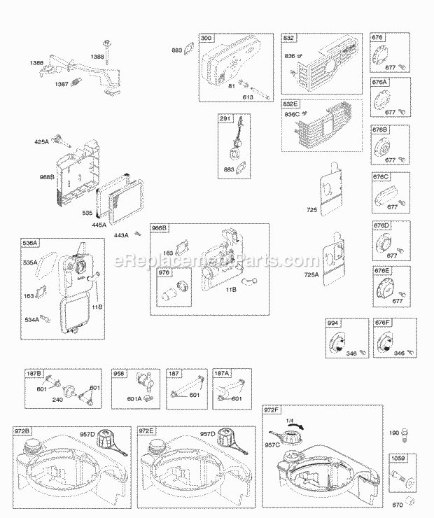 Briggs and Stratton 126M02-1479-F1 Engine Carburetor Fuel Supply Diagram