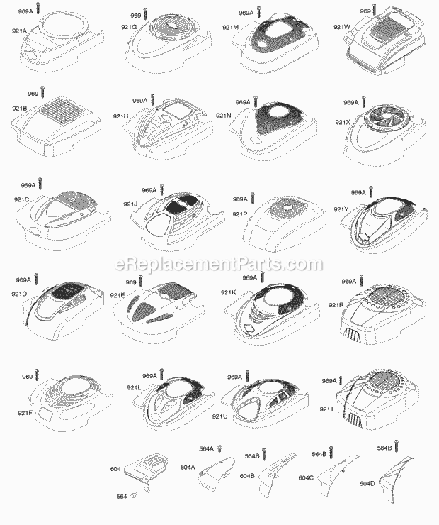 Briggs and Stratton 126T02-0330-B1 Engine Blower HousingShrouds Diagram