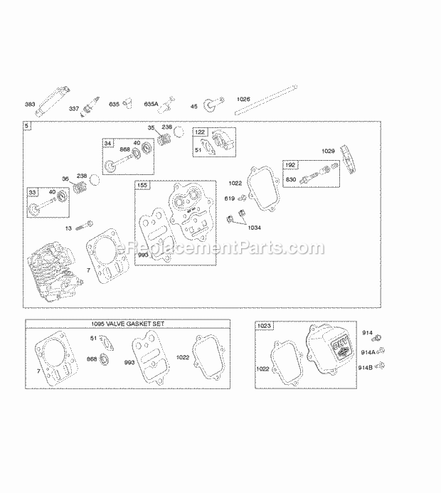 Briggs and Stratton 127302-0112-B1 Engine Cylinder Head Diagram