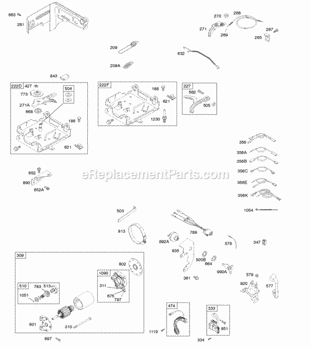 Briggs and Stratton 127302-0112-B2 Engine Controls Electric Starter Governor Spring Ignition Diagram