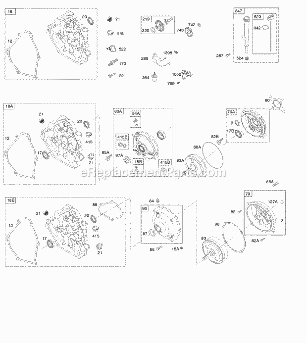 Briggs and Stratton 127302-0112-B2 Engine Crankcase Cover Gear Reduction Lubrication Diagram