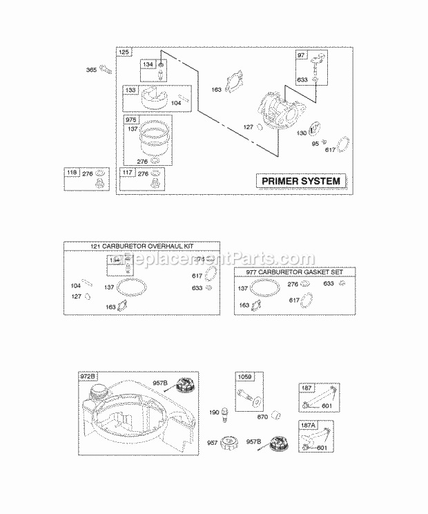 Briggs and Stratton 127H07-0112-E1 Engine Carburetor Fuel Supply Diagram