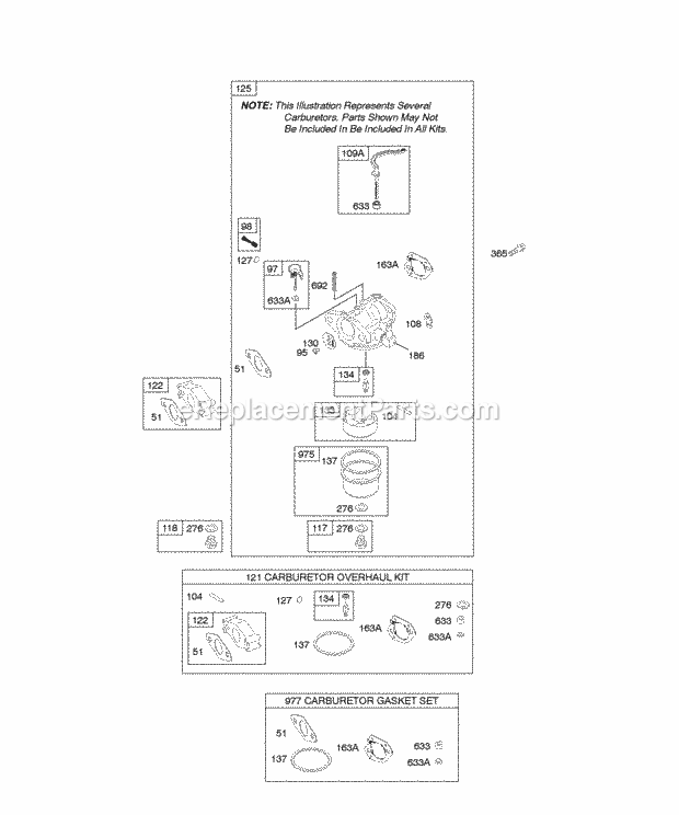 Briggs and Stratton 128332-0035-E1 Engine Carburetor Diagram