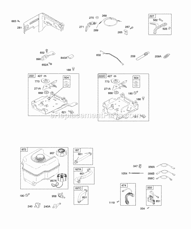 Briggs and Stratton 128332-0035-E1 Engine Controls Fuel Supply Governor Spring Ignition Diagram