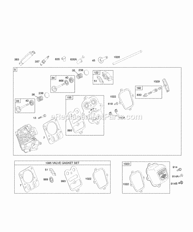 Briggs and Stratton 128332-0035-E1 Engine Cylinder Head Diagram