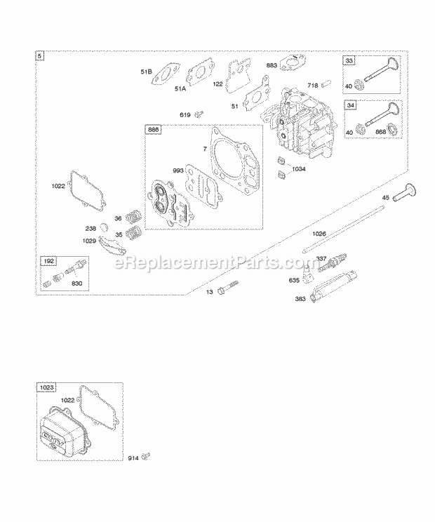 Briggs and Stratton 128602-0100-E1 Engine Cylinder Head Diagram