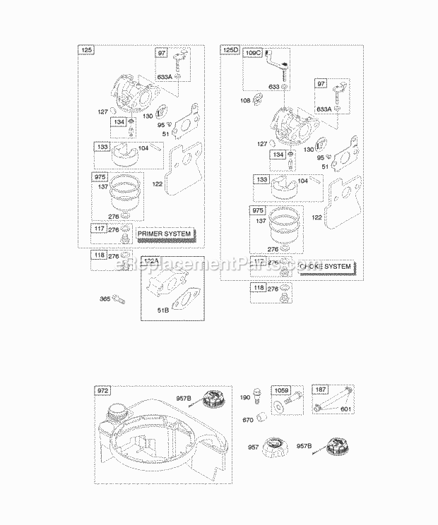 Briggs and Stratton 128602-0112-B1 Engine Carburetor Fuel Supply Diagram
