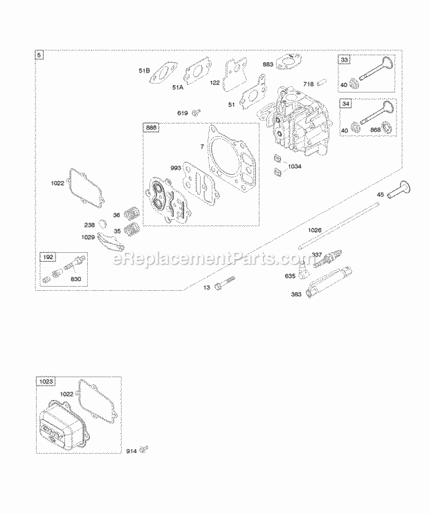 Briggs and Stratton 128602-0221-E1 Engine Cylinder Head Diagram