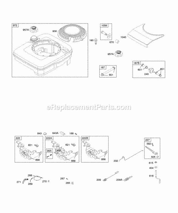 Briggs and Stratton 128702-1724-E1 Engine Controls Fuel Tank Governor Spring Diagram