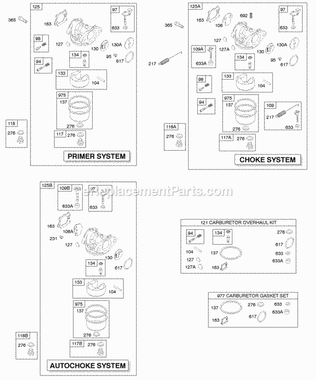 Briggs and Stratton 128802-0661-81 Engine Carburator Diagram