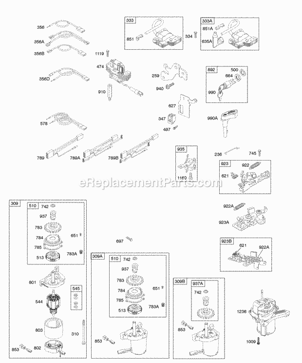 Briggs & Stratton 128802-1914-B1 Engine Alternator Electric Starter Electrical Flywheel Brake Ignition Diagram