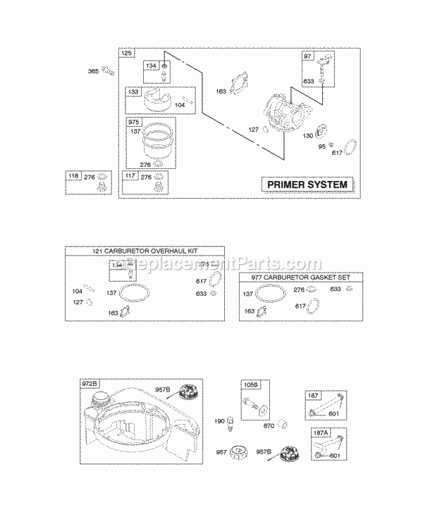 Briggs and Stratton 128H02-0110-E1 Engine Carburetor Fuel Supply Diagram