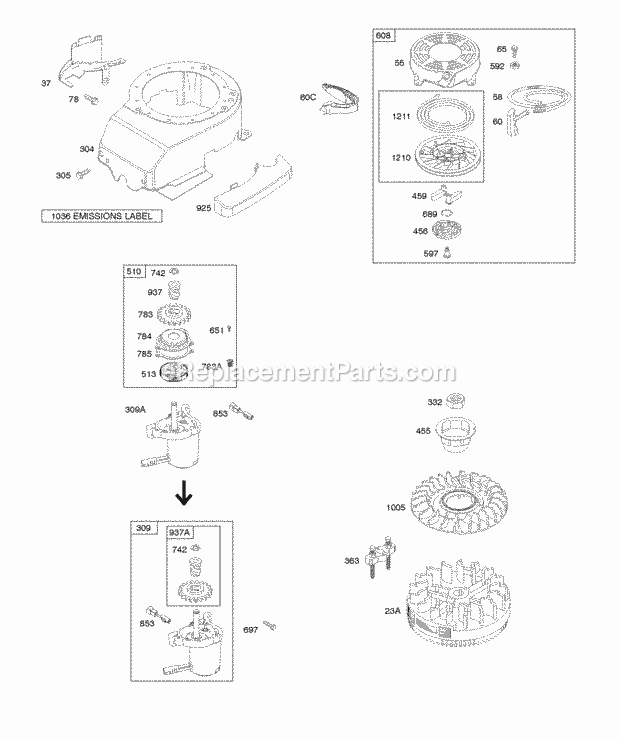 Briggs and Stratton 128L02-0117-F1 Engine Alternator Electric Starter Electrical Flywheel Rewind Starter Diagram