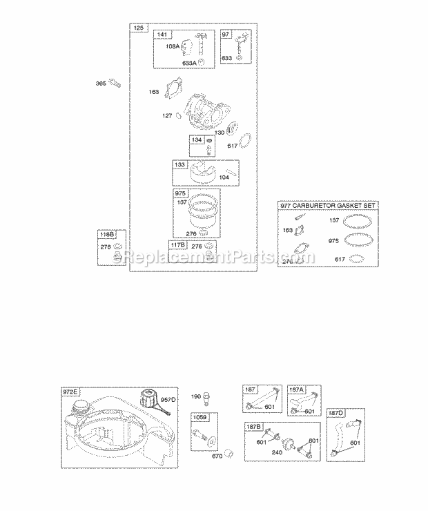 Briggs and Stratton 128L02-0117-F1 Engine Carburetor Fuel Supply Diagram