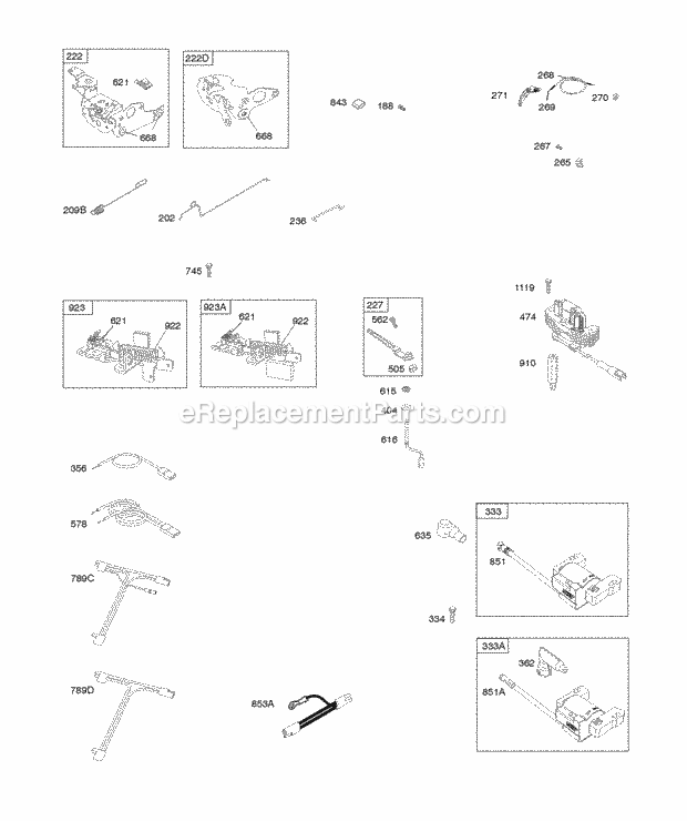 Briggs and Stratton 128L02-0867-F1 Engine Blower Housing Controls Flywheel Brake Governor Spring Ignition Diagram