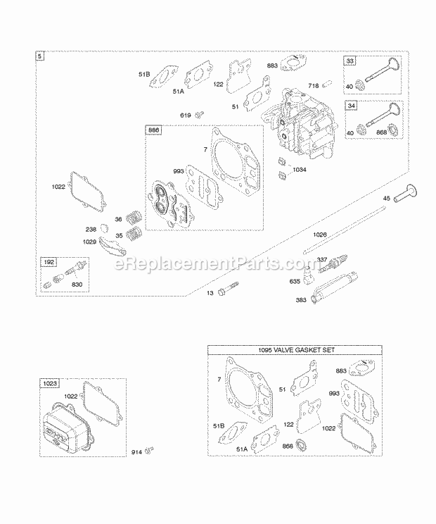 Briggs and Stratton 129602-0113-E1 Engine Cylinder Head Diagram