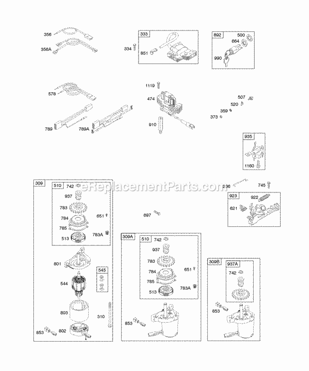 Briggs and Stratton 129702-0110-01 Engine Alternator Electric Starter Electrical Flywheel Brake Ignition Diagram