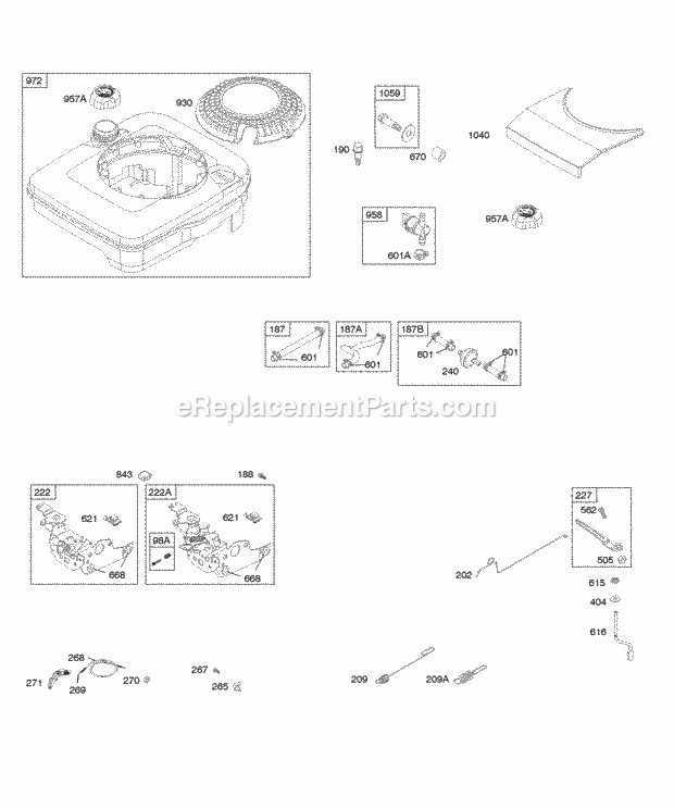 Briggs and Stratton 129702-0110-01 Engine Controls Fuel Supply Governor Spring Diagram