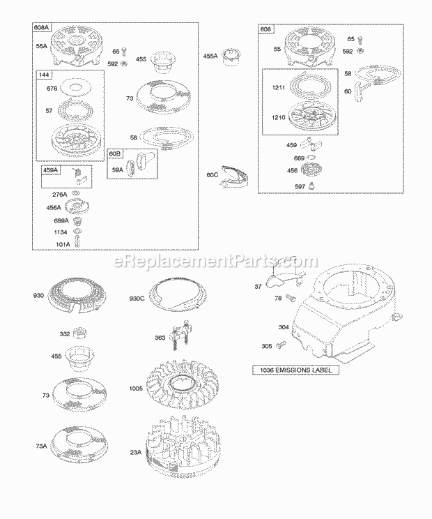 Briggs and Stratton 129702-0118-01 Engine Blower HousingShrouds Flywheel Rewind Starter Diagram