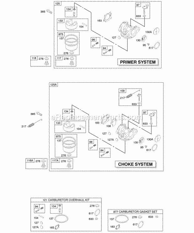 Briggs and Stratton 129702-0121-02 Engine Carburator Diagram