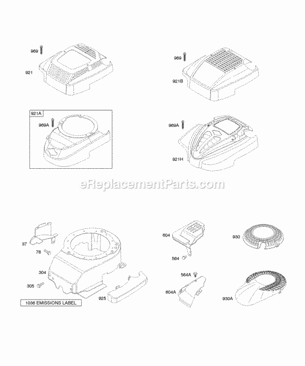 Briggs and Stratton 129802-0180-01 Engine Blower HousingShrouds Diagram