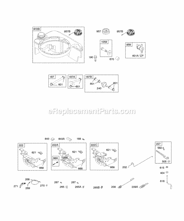 Briggs and Stratton 129802-0864-01 Engine Controls Fuel Supply Governor Spring Diagram