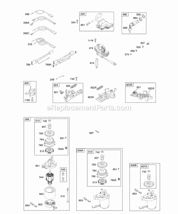 Briggs and Stratton 129802-0885-01 Engine Alternator Electric Starter Electrical Flywheel Brake Ignition Diagram