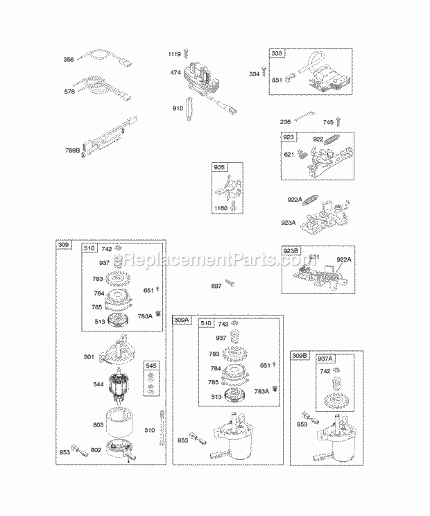 Briggs and Stratton 129H02-0105-E1 Engine Alternator_Electric_Starter_Electrical_Flywheel_Brake_Ignition Diagram