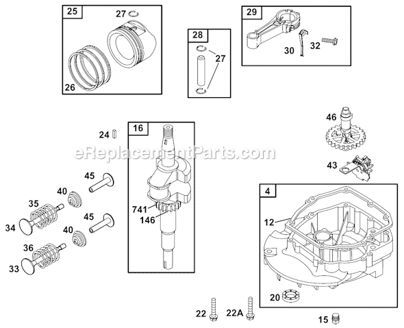 Briggs and Stratton 12C700 Series Engine Page B Diagram