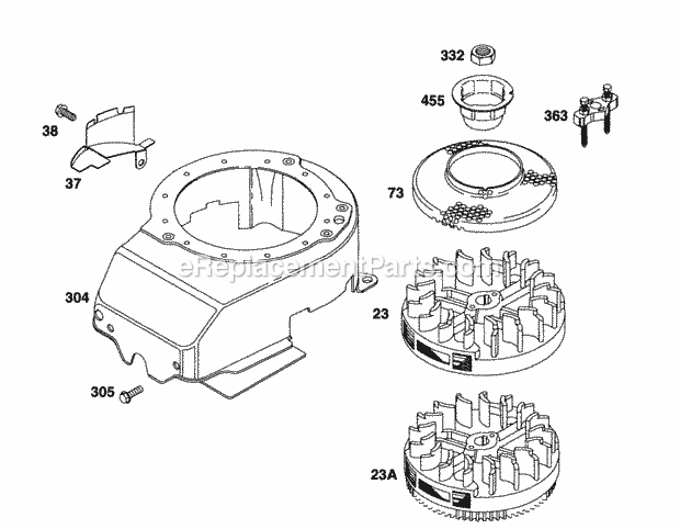 Briggs and Stratton 12E702-0664-01 Engine Blower Hsg Flywheel Screen Diagram