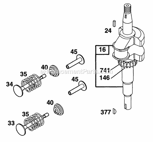 Briggs and Stratton 12E702-0664-01 Engine Crankshaft Diagram