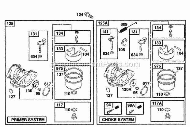 Briggs and Stratton 12E782-0632-01 Engine Carburetor Assys Diagram