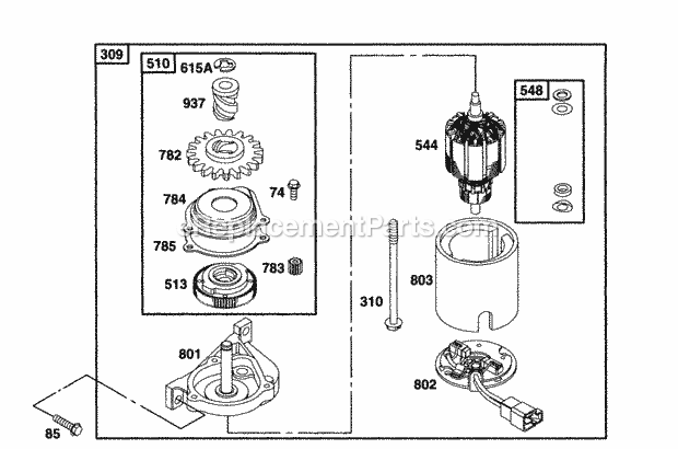 Briggs and Stratton 12E782-0665-01 Engine Electric Starter Diagram