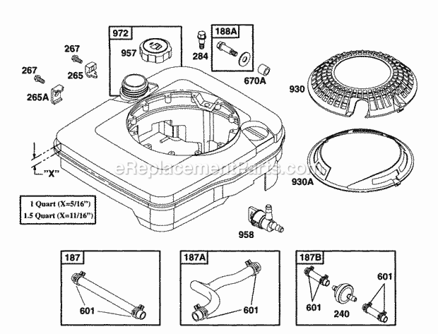 Briggs and Stratton 12E782-0705-01 Engine Fuel Tank Grp Diagram