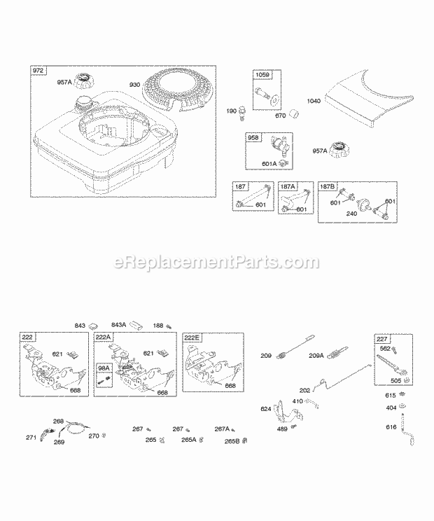 Briggs and Stratton 12F707-0611-03 Engine Controls Fuel Supply Governor Spring Diagram