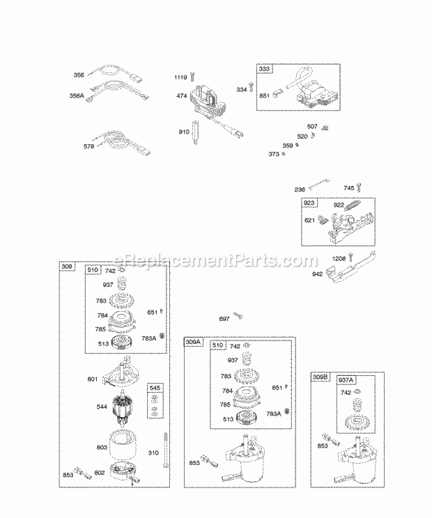 Briggs and Stratton 12G702-0505-01 Engine Alternator Electric Starter Electrical Flywheel Brake Ignition Diagram