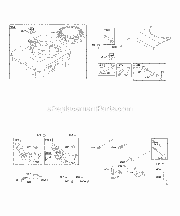 Briggs and Stratton 12G702-0505-01 Engine Controls Fuel Supply Governor Spring Diagram