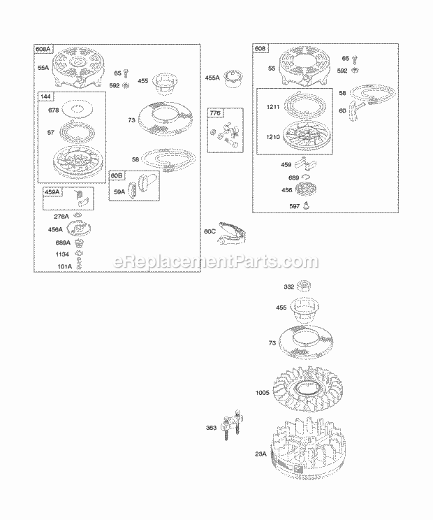 Briggs and Stratton 12G802-0600-01 Engine Flywheel Rewinds Diagram