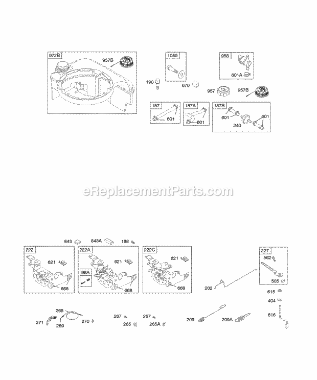 Briggs and Stratton 12G802-0814-01 Engine Controls Fuel Tank Governor Spring Diagram