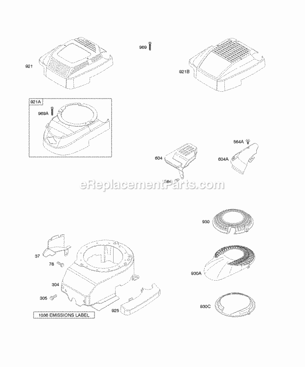 Briggs and Stratton 12G802-0847-01 Engine Blower HousingShrouds Diagram