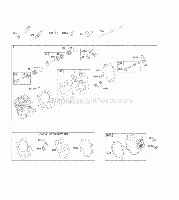 Briggs and Stratton 12H232-0110-B8 Engine Cylinder Head Diagram