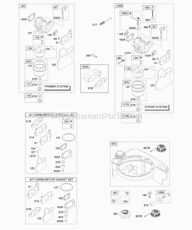 Briggs and Stratton 12H602-0308-B1 Engine Carburetor Fuel Supply Diagram