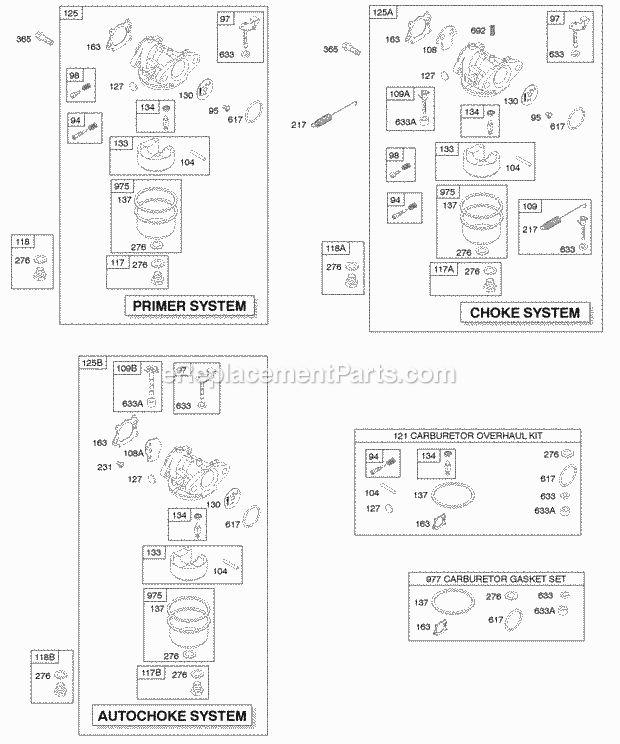 Briggs and Stratton 12H802-0652-01 Engine Carburetor Diagram