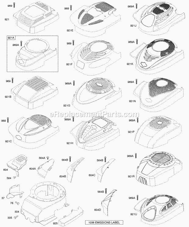 Briggs and Stratton 12H802-0664-01 Engine Blower HousingShrouds Diagram