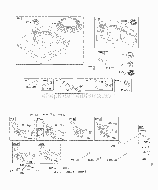 Briggs and Stratton 12H802-0666-01 Engine Controls Fuel Supply Governor Spring Diagram